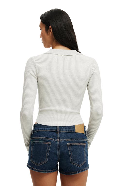 Cotton On Everfine Rib V-neck Polo In Gray