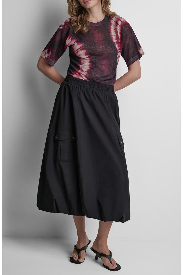 Cargo Poplin Bubble Midi Skirt, Alternate, color, BLACK
