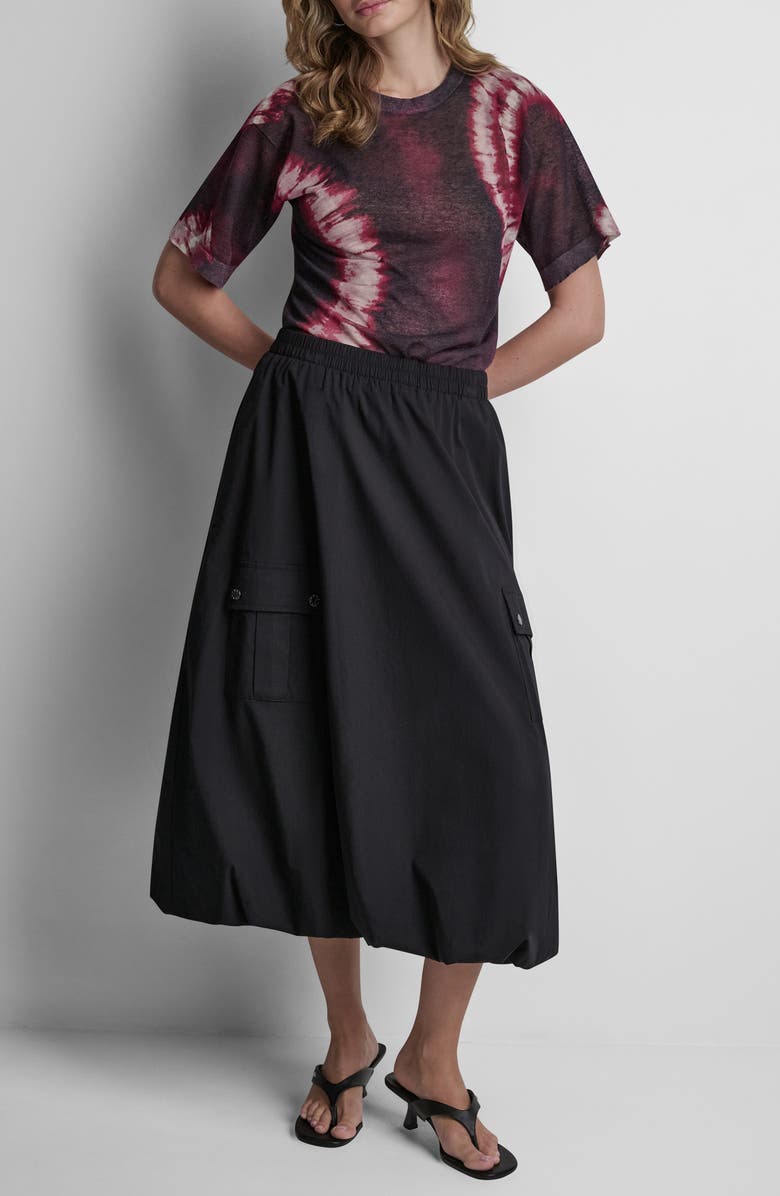 DKNY Cargo Poplin Bubble Midi Skirt, Alternate, color, Black