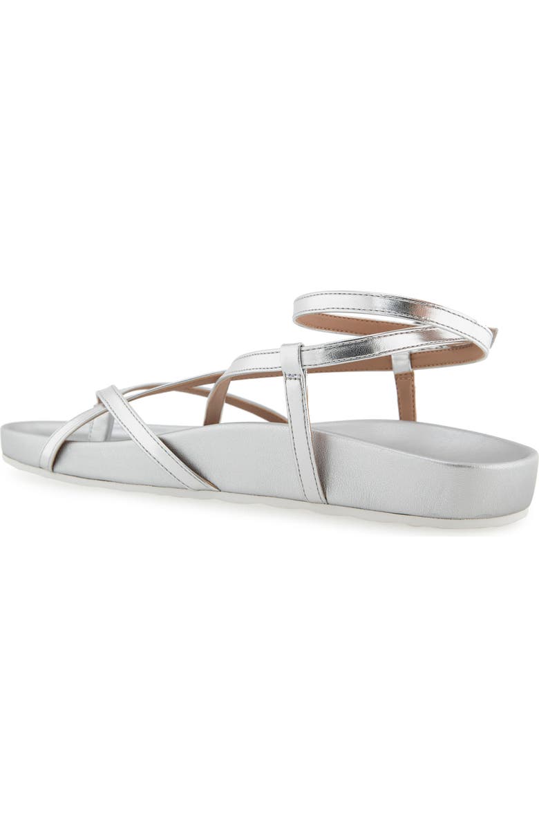 Aerosoles Leera Ankle Strap Flat Sandal, Alternate, color, Silver Metallic Faux Leather