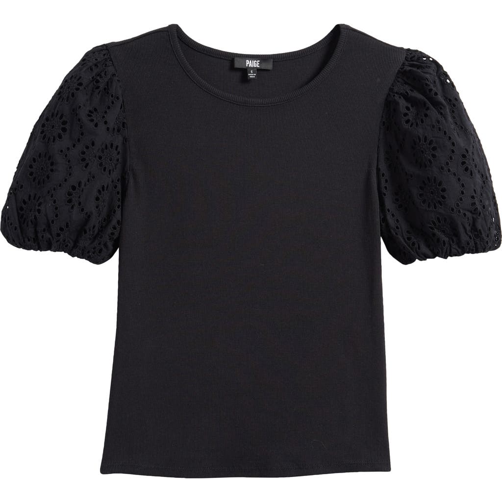PAIGE PAIGE MARINA EYELET PUFF SLEEVE T-SHIRT