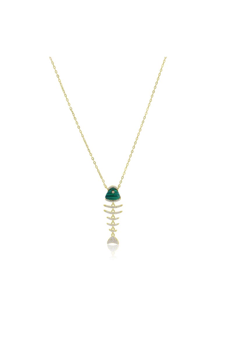 Malachite Fish Necklace, Main, color, Malachite