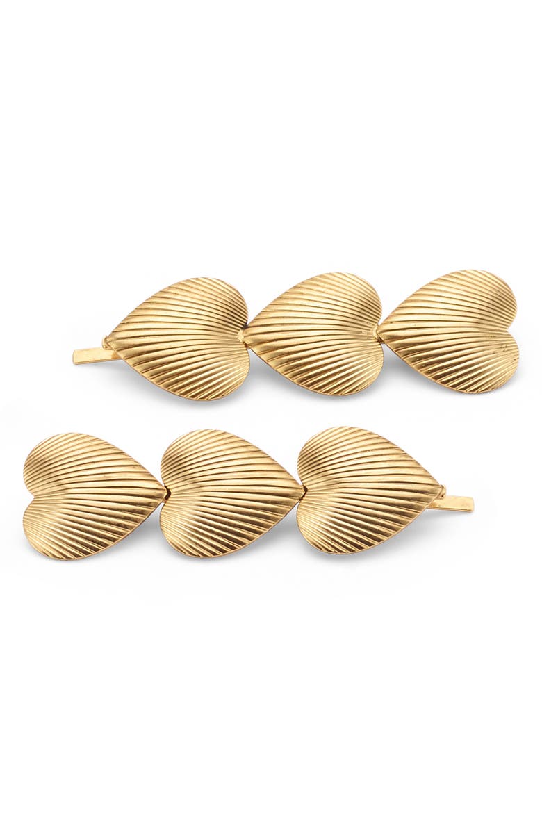 LELET NY Juliette Set of 2 Heart Bobby Pins, Main, color, Antique Gold