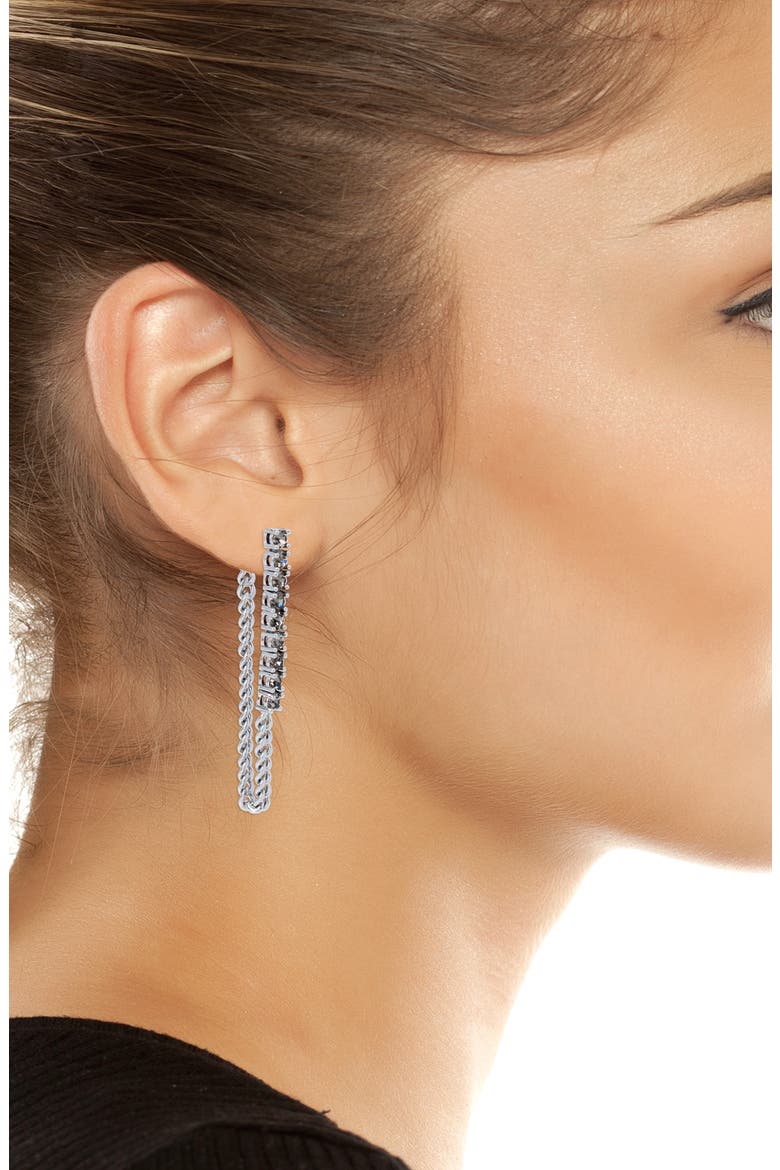 Crystal Draped Chain Front/Back Earrings, Alternate, color, CRYSTAL/ RHODIUM