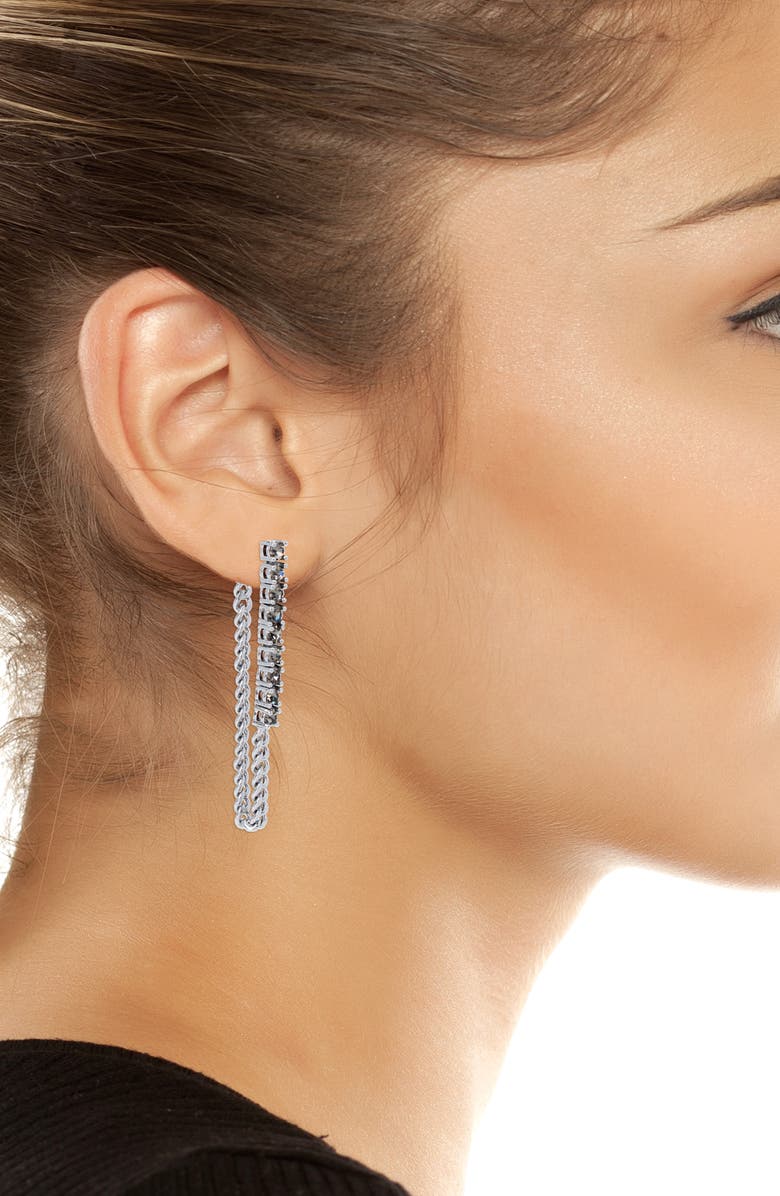 AllSaints Crystal Draped Chain Front/Back Earrings, Alternate, color, 