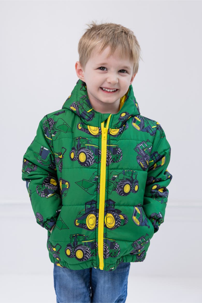Quilted Hooded Puffer Jacket, Alternate, color, Tractor Green Print