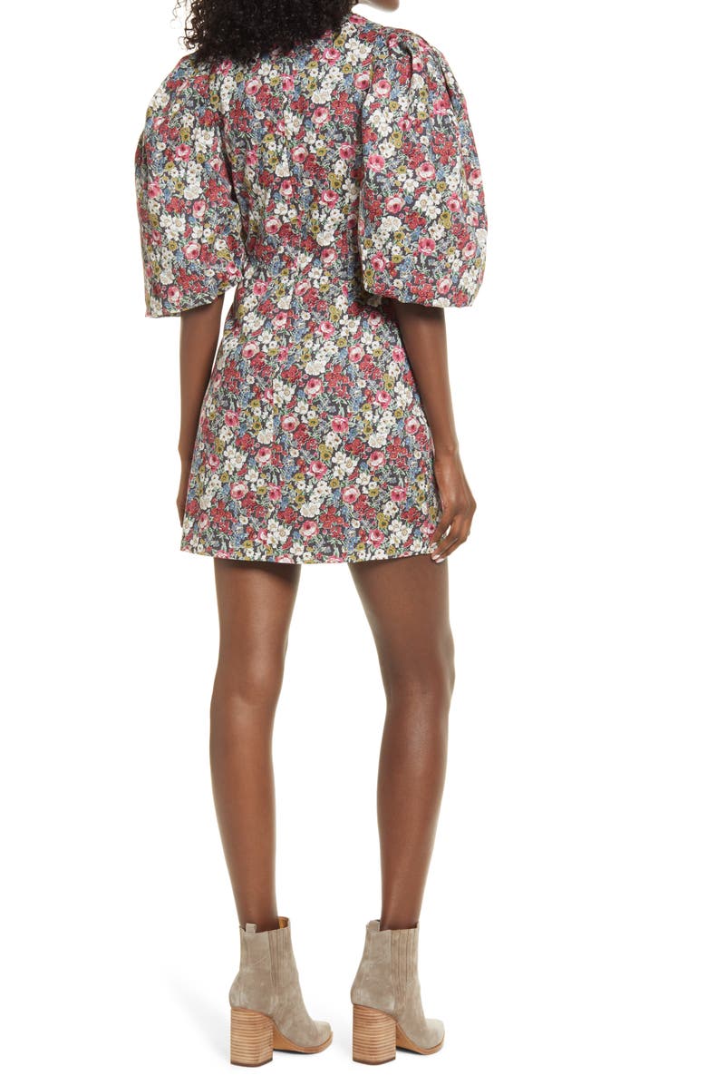 Endless Rose Floral Puff Sleeve Minidress, Alternate, color, 