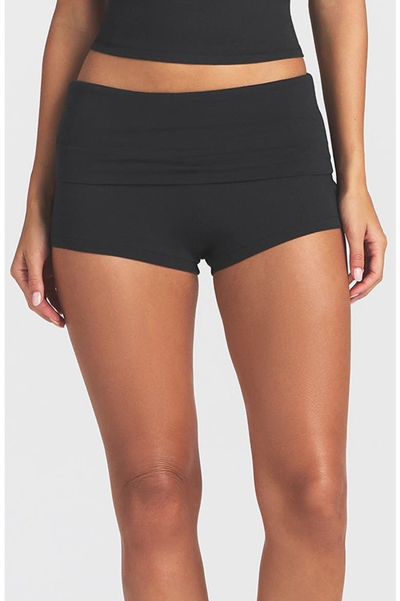Stretch Cotton Jersey Foldover Shorts, Main, color, SOOT