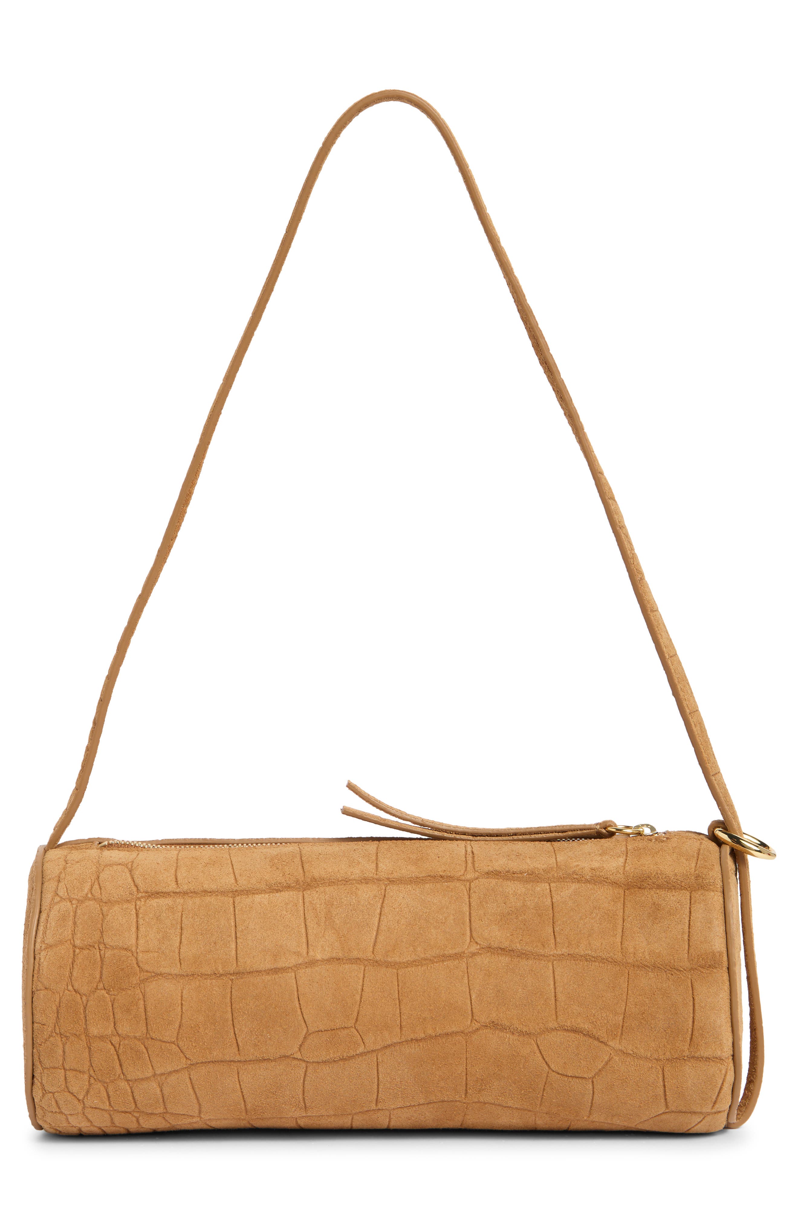 Simona Cylinder Shoulder Bag, Alternate, color, SIENNA EMBOSSED SUEDE