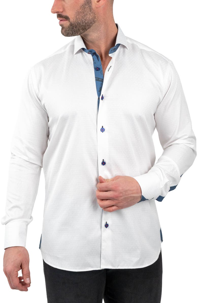 Maceoo Einstein Jacqcoquillage White Button-Up Shirt, Alternate, color, White