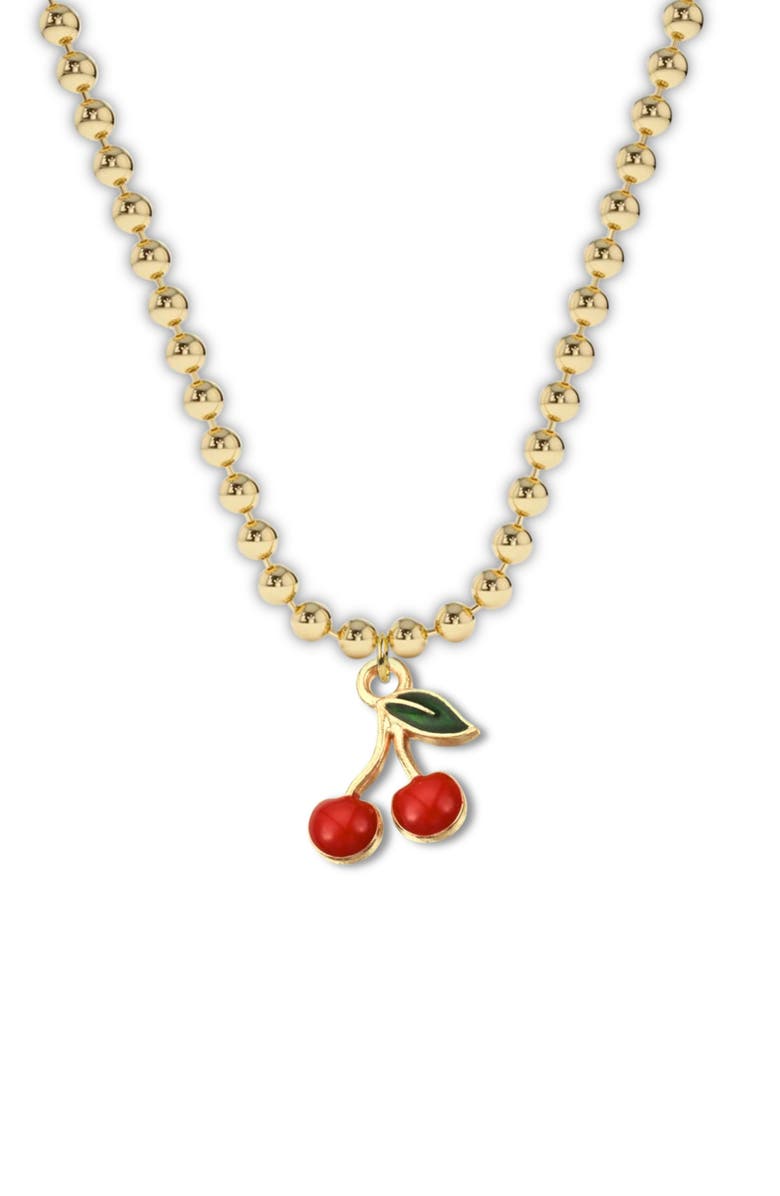 Little Miss Zoe Cherry Charm Necklace in Gift Bottle, Alternate, color, Red
