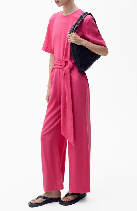 Belted Wide Leg Jumpsuit (Plus)