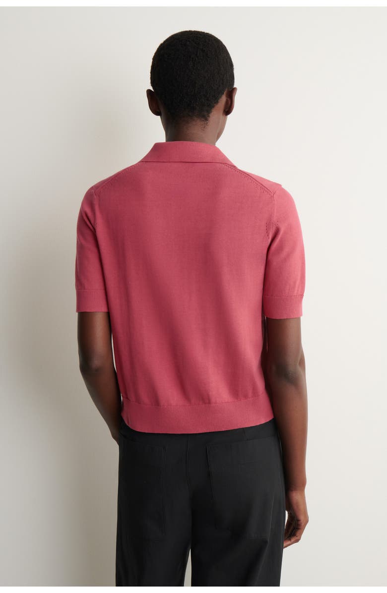 COS Knitted Cotton Polo Cardigan, Alternate, color, Coral