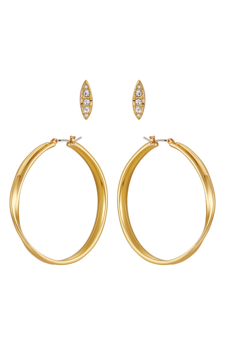 Vince Camuto Hoop and Stud Earring Set, Alternate, color, Gold Tone