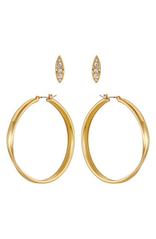 Vince Camuto Hoop And Stud Earring Set In Gold