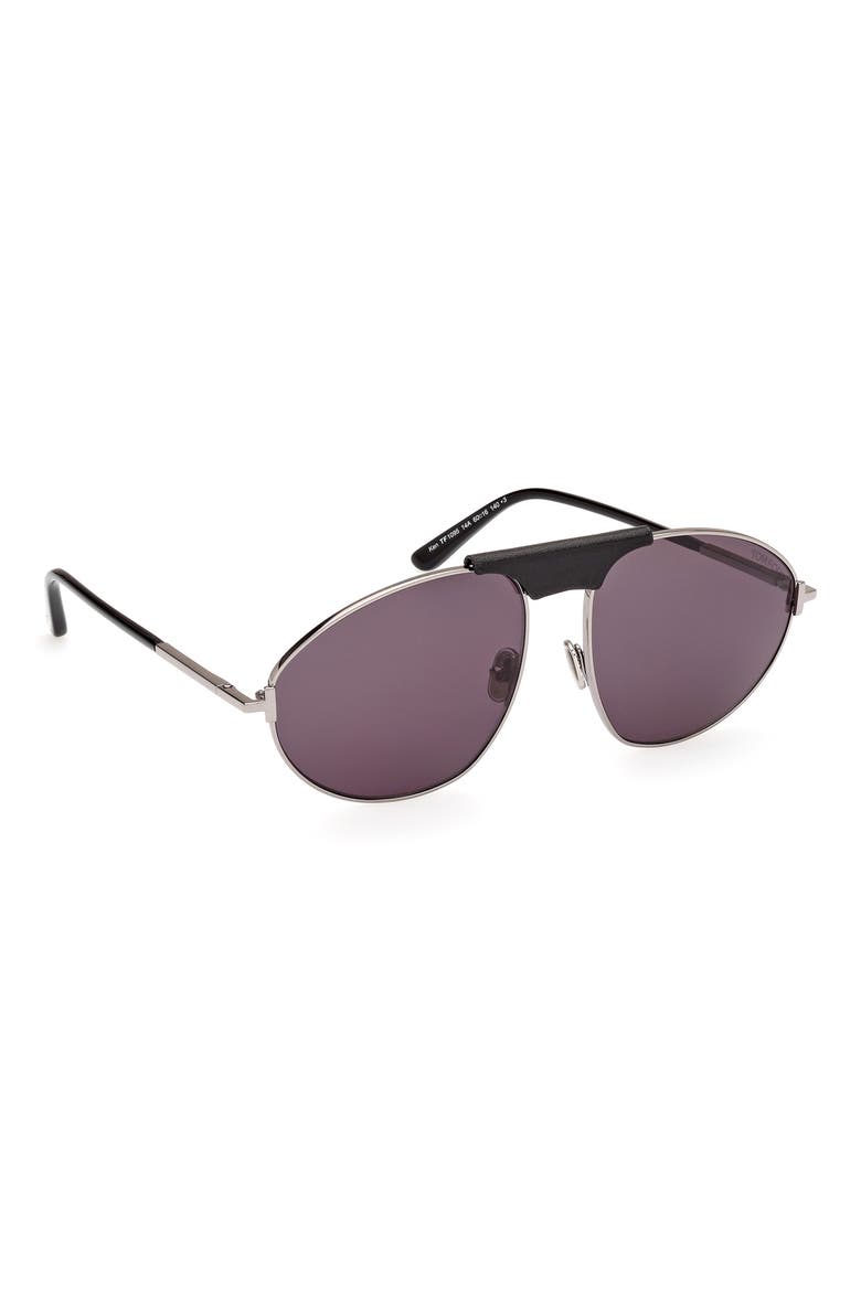 Ken 60mm Pilot Sunglasses, Alternate, color, RUTHENIUM / BLACK / T LOGO