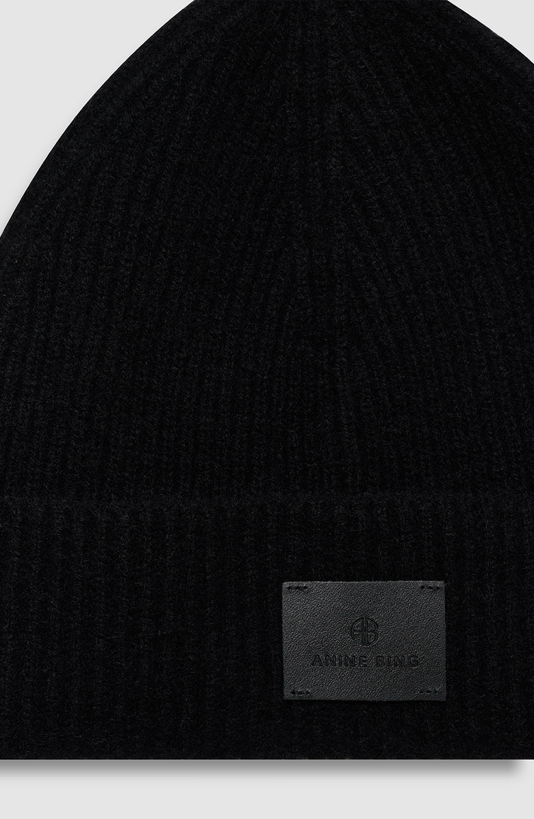 ANINE BING Carley Beanie, Alternate, color, Black
