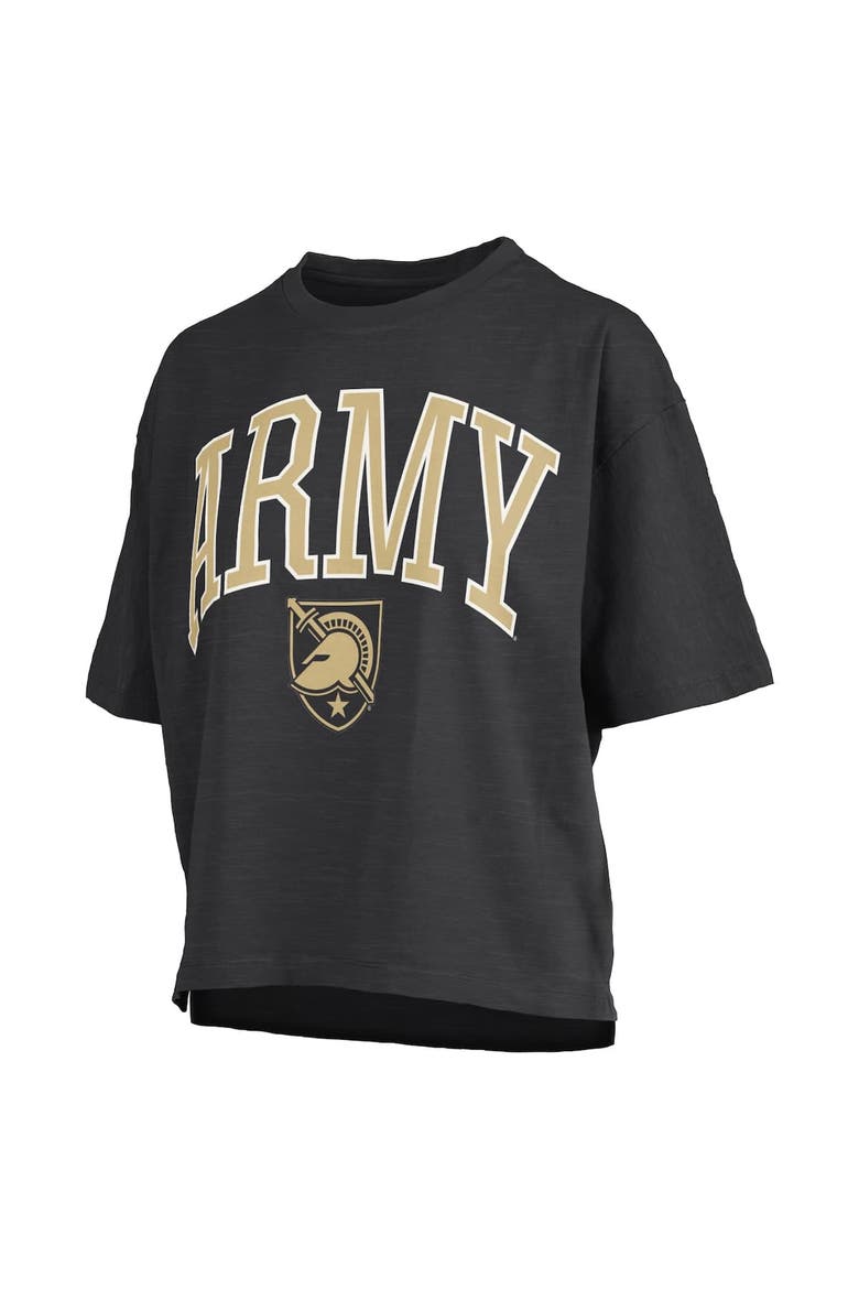 Women's Pressbox Black Army Black Knights Nelson Arch Over Logo Waist Length Oversized Slub T-Shirt, Alternate, color, Black