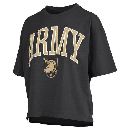 Pressbox Black Army Black Knights Nelson Arch Over Logo Waist Length Oversized Slub T-shirt In Black