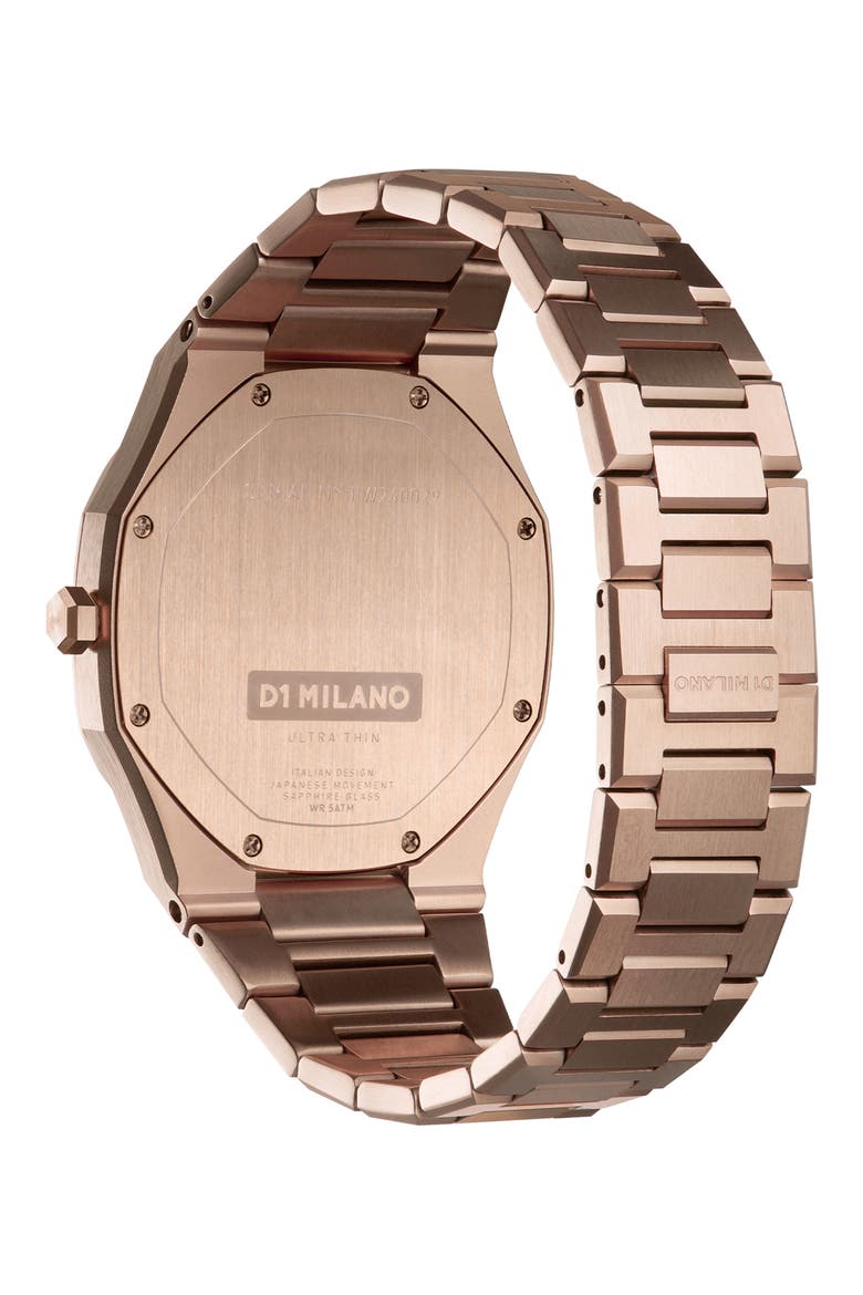 Ultra Thin Bracelet Watch, 40mm, Alternate, color, BLACK/ ROSE GOLD