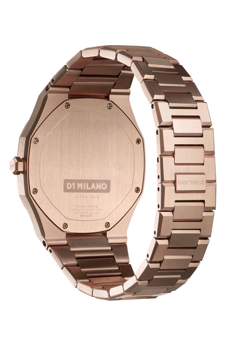 D1 Milano Ultra Thin Bracelet Watch, 40mm, Alternate, color, Black/ Rose Gold