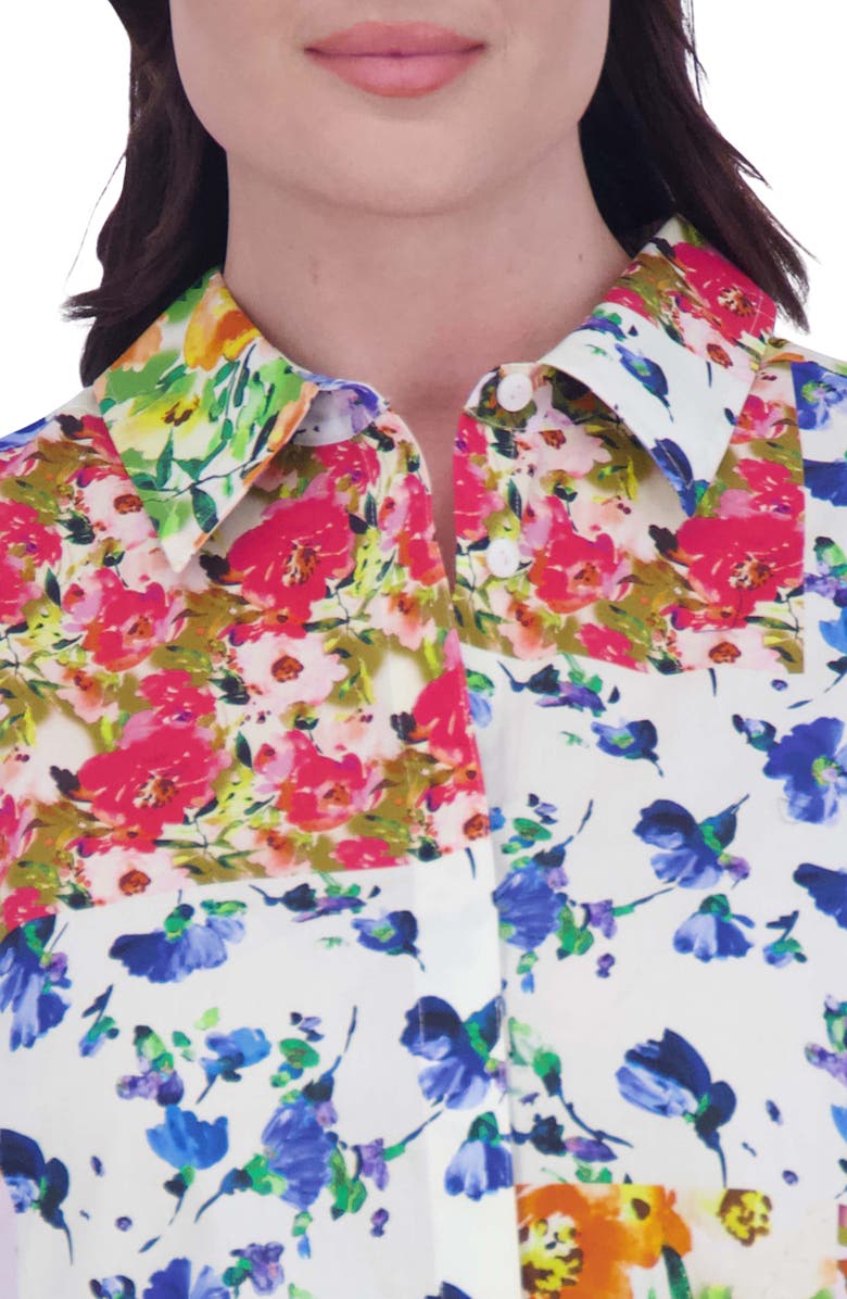 Foxcroft Olivia Floral Ruffle Sleeve Button-Up Shirt, Alternate, color, 