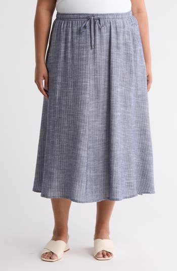 Max Studio Pinstripe Pocket Pull-on Skirt In Gray