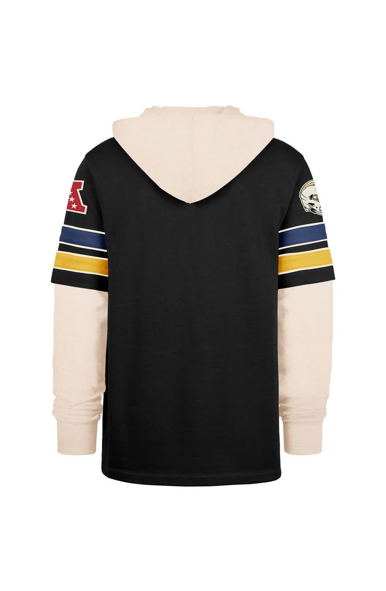 '47 Men's '47  Black Los Angeles Chargers Split Zone Cornerback Duo Hoodie, Alternate, color, 