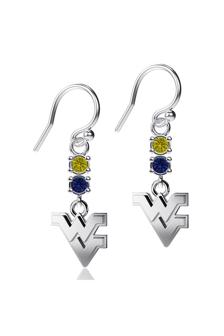 West Virginia Mountaineers Dangle Crystal Earrings, Main, color, Silver