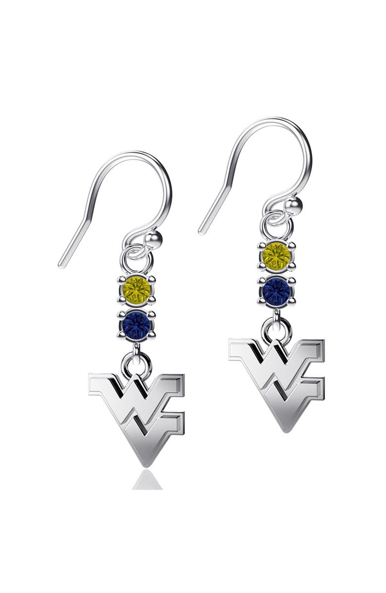 DAYNA DESIGNS West Virginia Mountaineers Dangle Crystal Earrings, Main, color, 