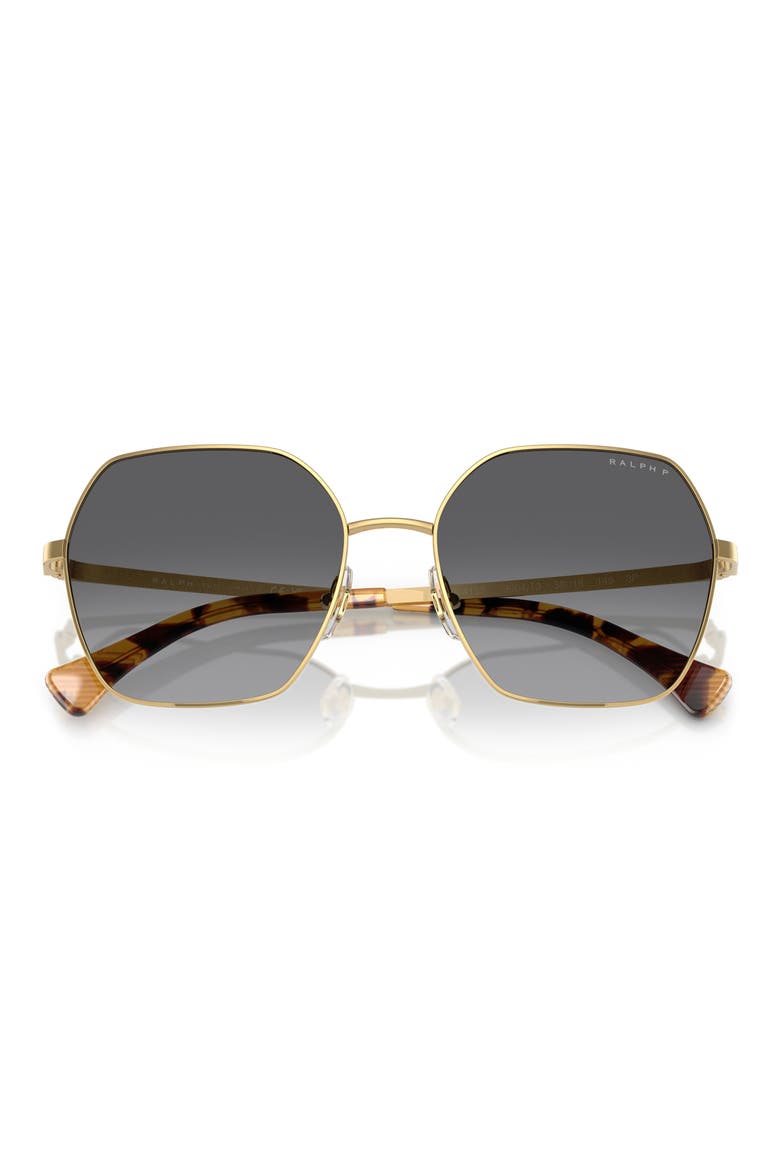 58mm Polarized Gradient Square Sunglasses, Alternate, color, GOLD / POLAR GRADIENT GREY
