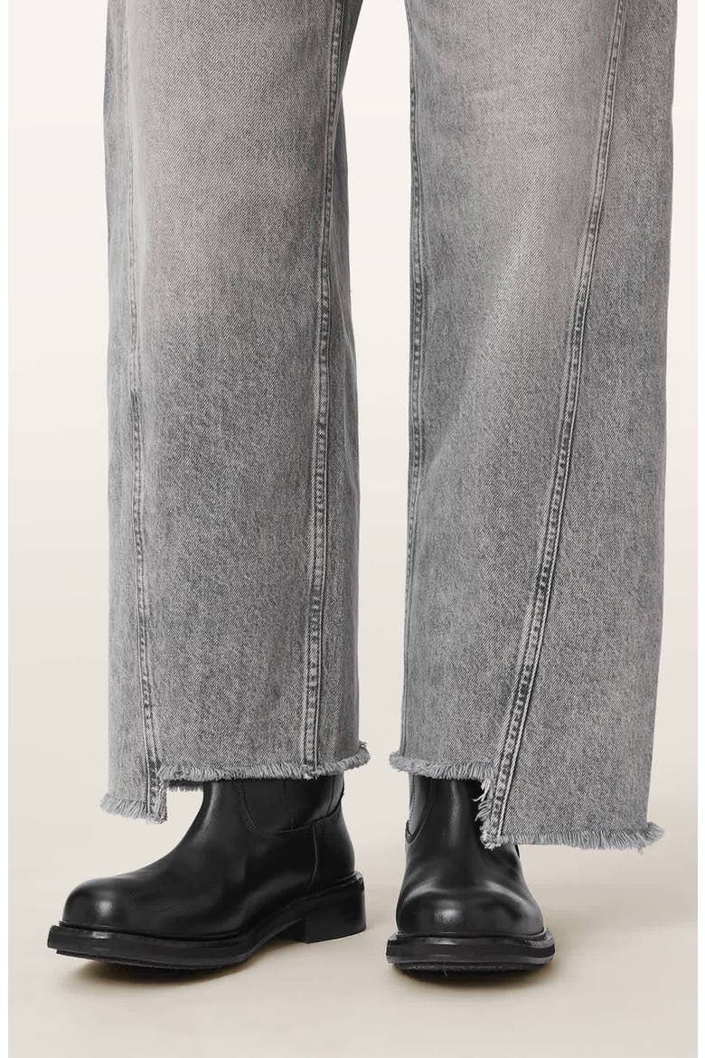 Fox High Waist Raw Hem Wide Leg Jeans, Alternate, color, WASHED GREY