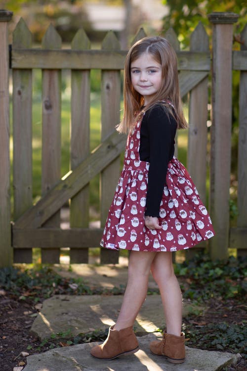 Worthy Threads Girls Holiday Pinafore Dress In Red