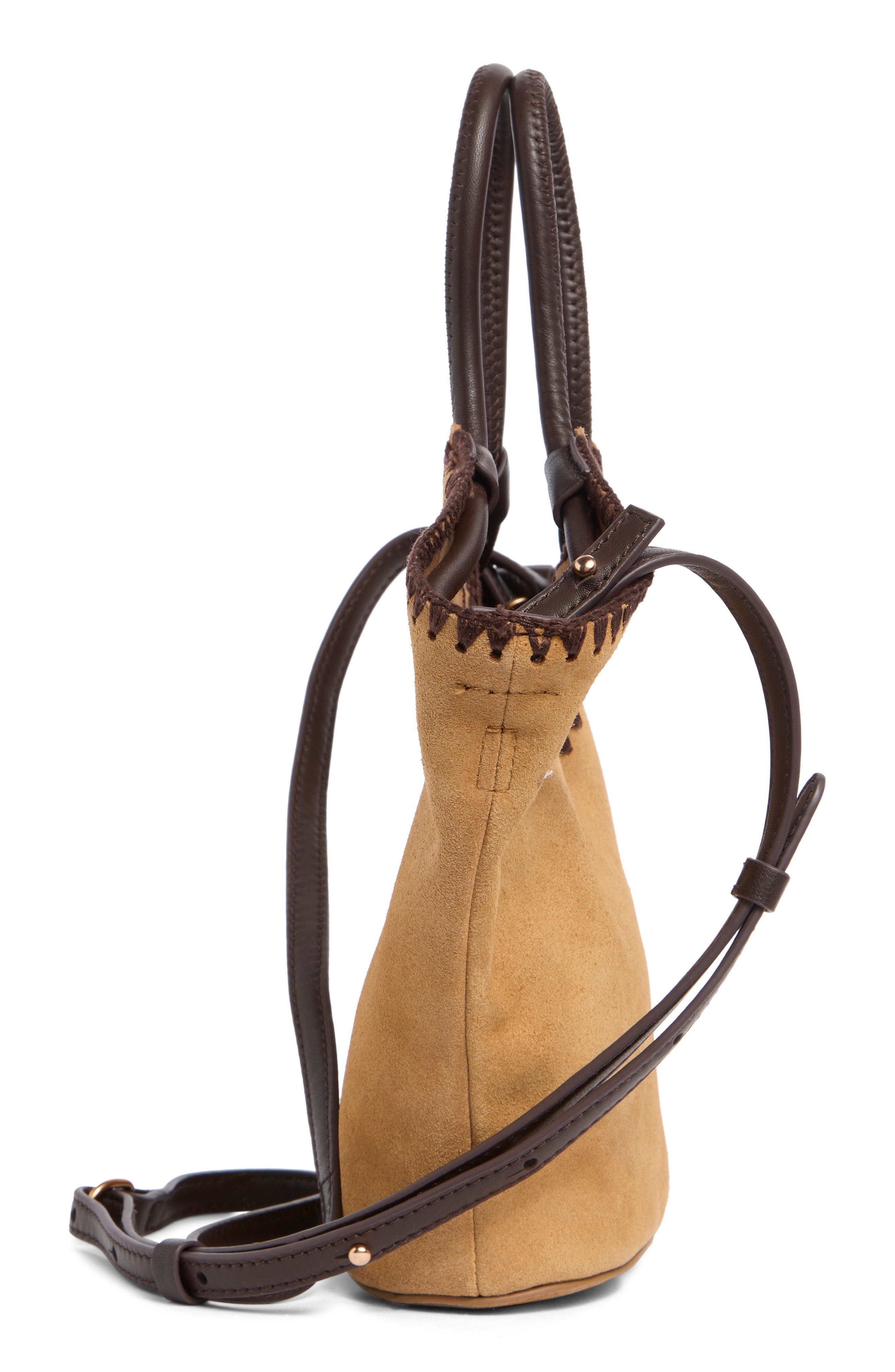Lynn Whipstitch Suede Tote Bag, Alternate, color, CARAMEL