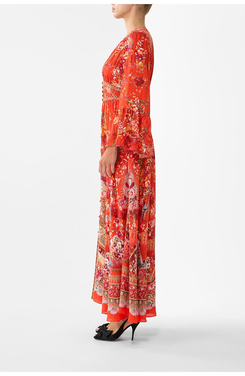 Camilla Shaped Waistband Dress With Ruffle Sleeve, Alternate, color, Olé Olé