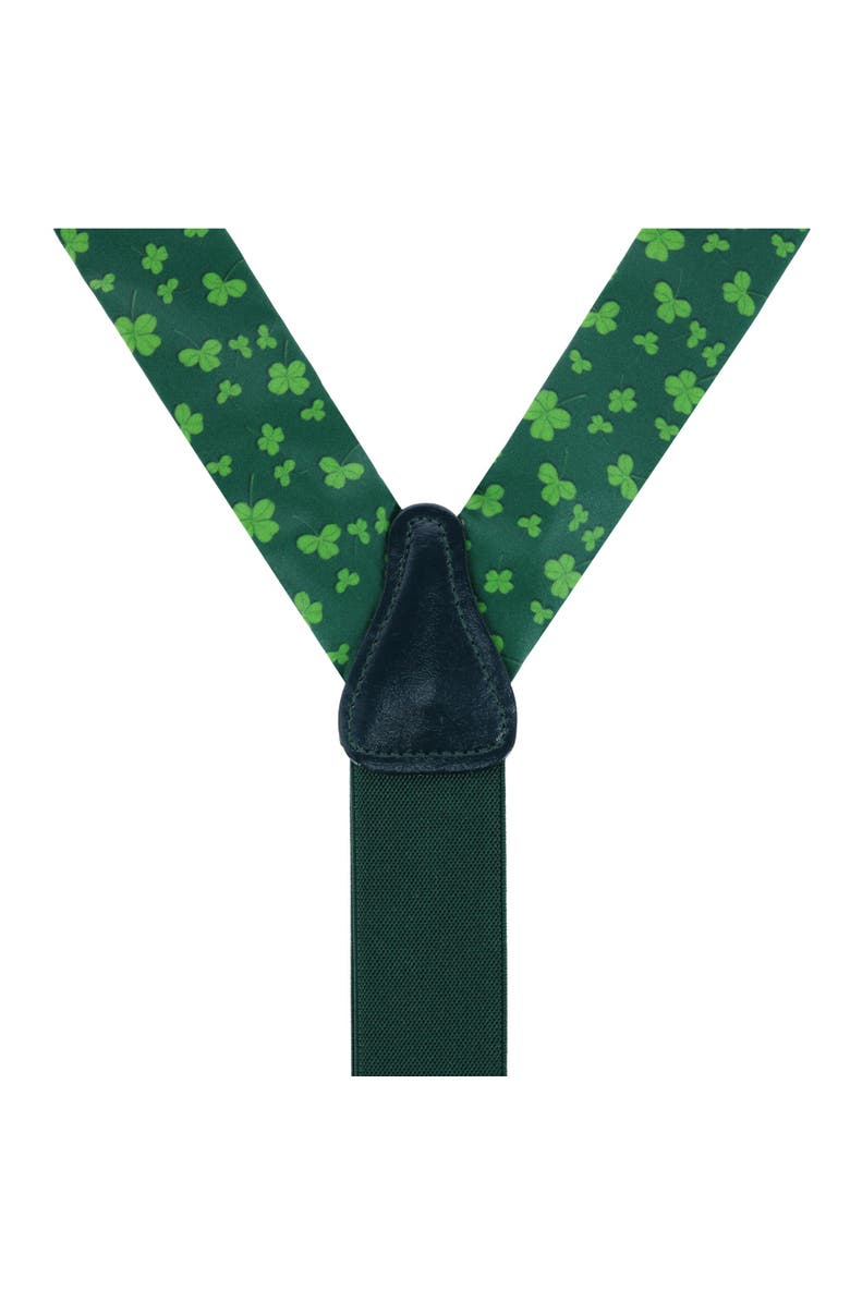 Trafalgar Green Shamrock Silk Button End Brace, Alternate, color, Green