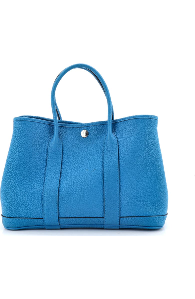 Pre-Owned Hermes Garden Party Tote Leather 30, Main, color, Bleu Zanzibar