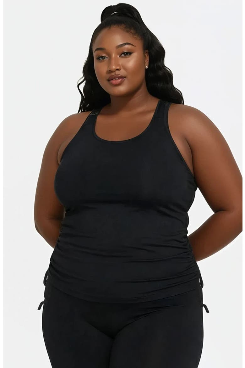 Plus Size Maya Tankini Swim Top With Built-in Bra, Alternate, color, Black