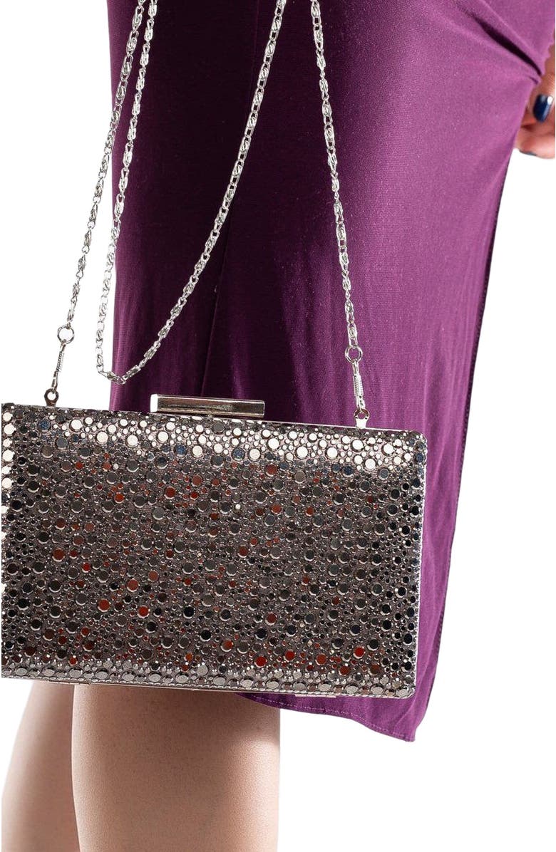 Forever & Always Shoes Clara Evening Clutch, Alternate, color, Grey Sequin Glitter