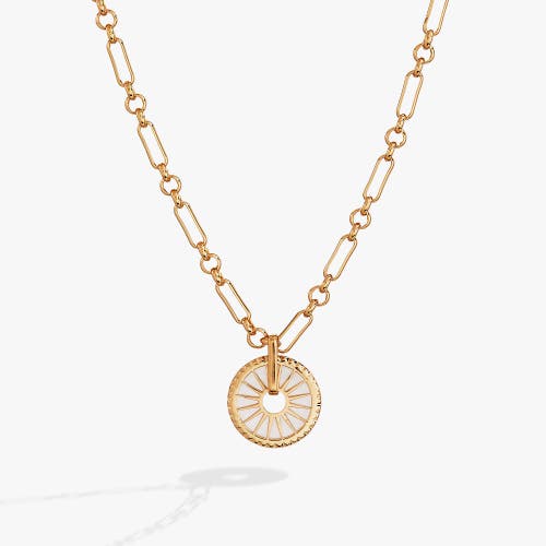 Alex and Ani Mother of Pearl Starburst Toggle Necklace in Gold 