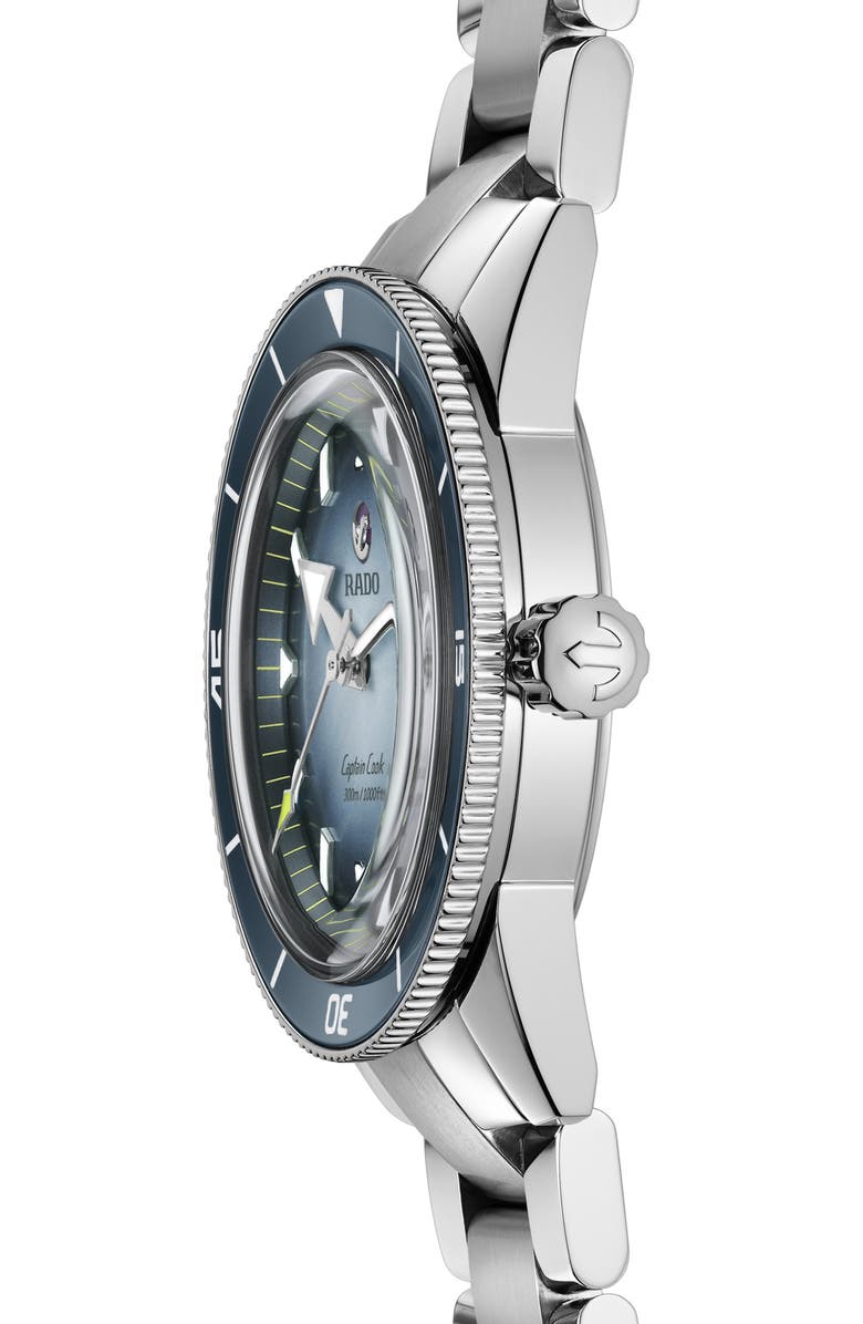 RADO Captain Cook Automatic Bracelet Watch, 42mm, Alternate, color, Silver/ Blue