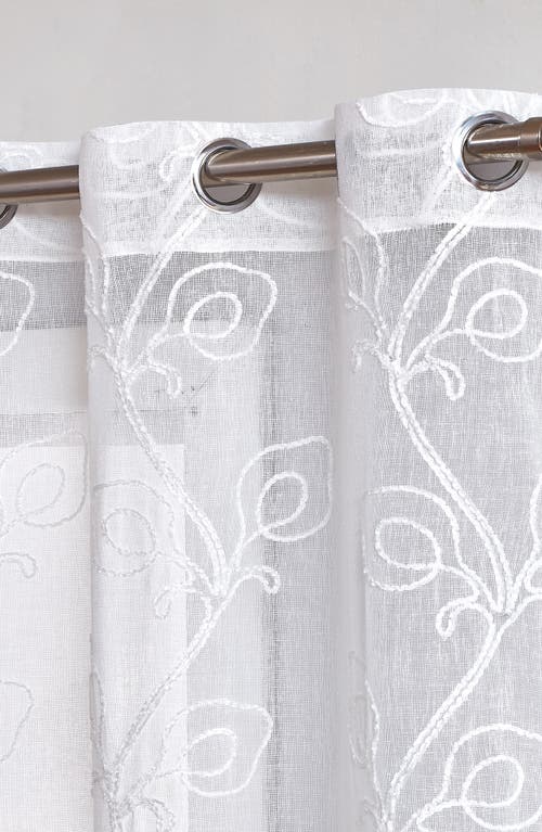 Dainty Home Set Of 2 Embroidered Sheer Curtain Panels In White