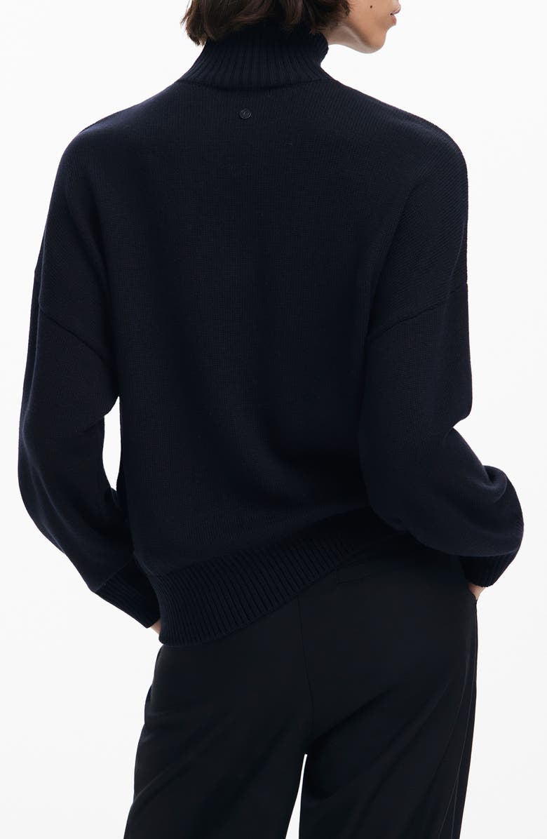 Desigual Embroidered Mock Neck Sweater, Alternate, color, Black