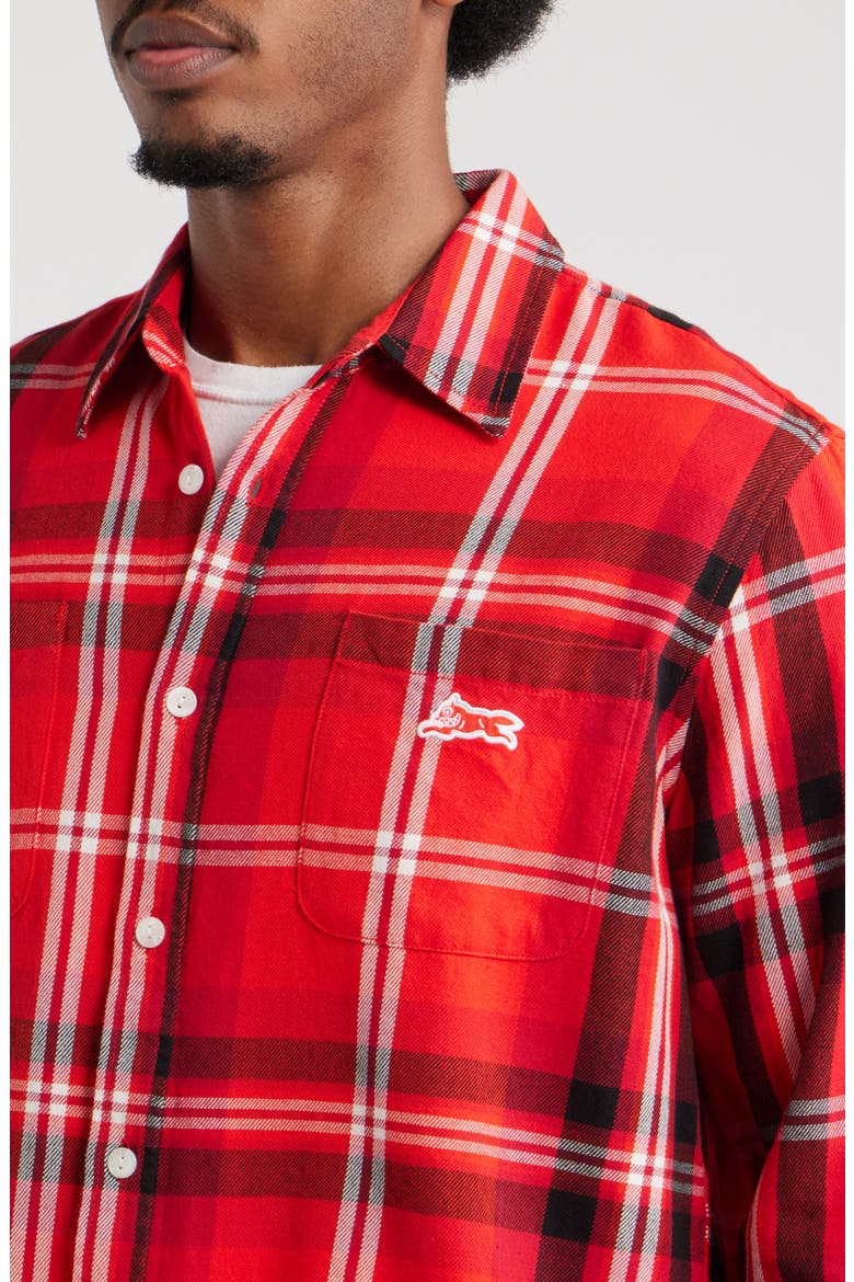Jack Plaid Cotton Graphic Button-Up Shirt, Alternate, color, FIERY RED