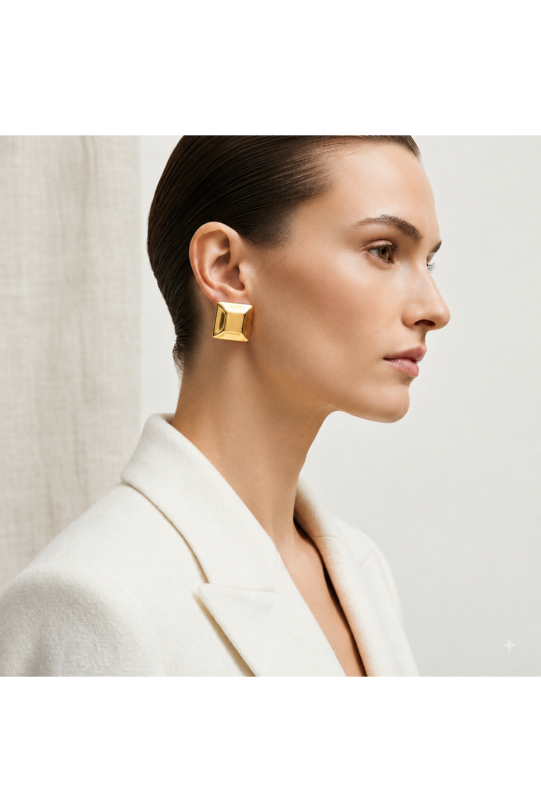 Janesa Square Earrings, Alternate, color, Gold