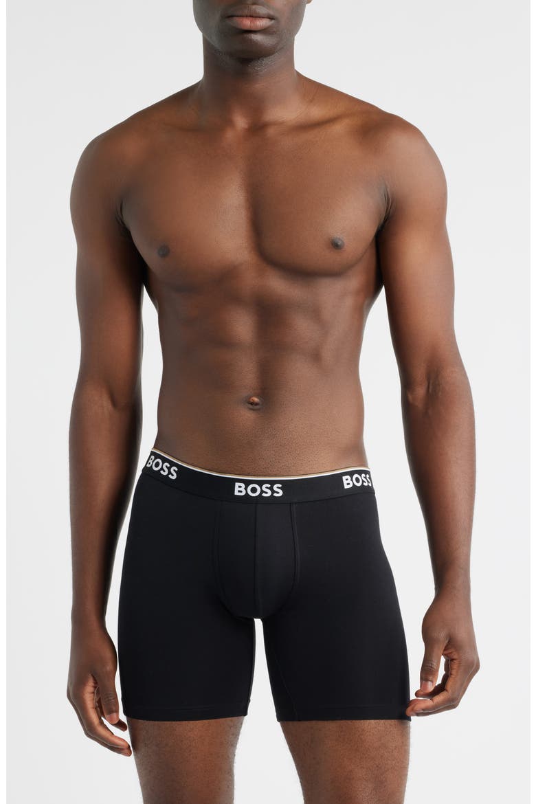 3-Pack Power Stretch Cotton Long Boxer Briefs, Main, color, BLACK