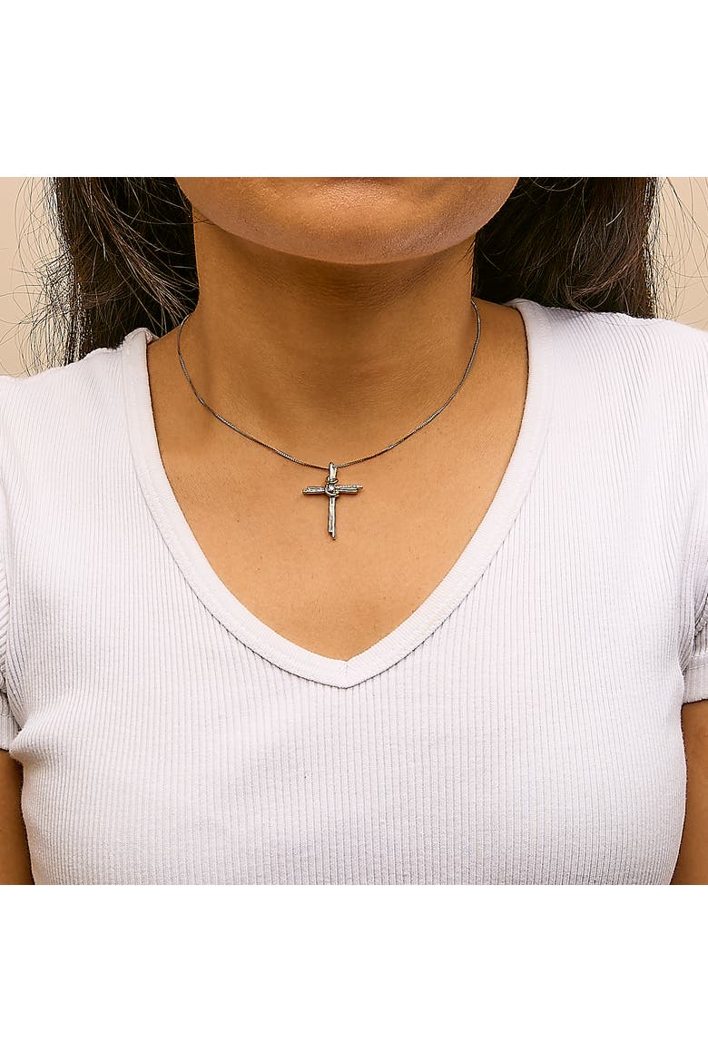 Espira 10K Two-Tone Gold Diamond-Accented Cross Pendant Necklace, Alternate, color, Yellow