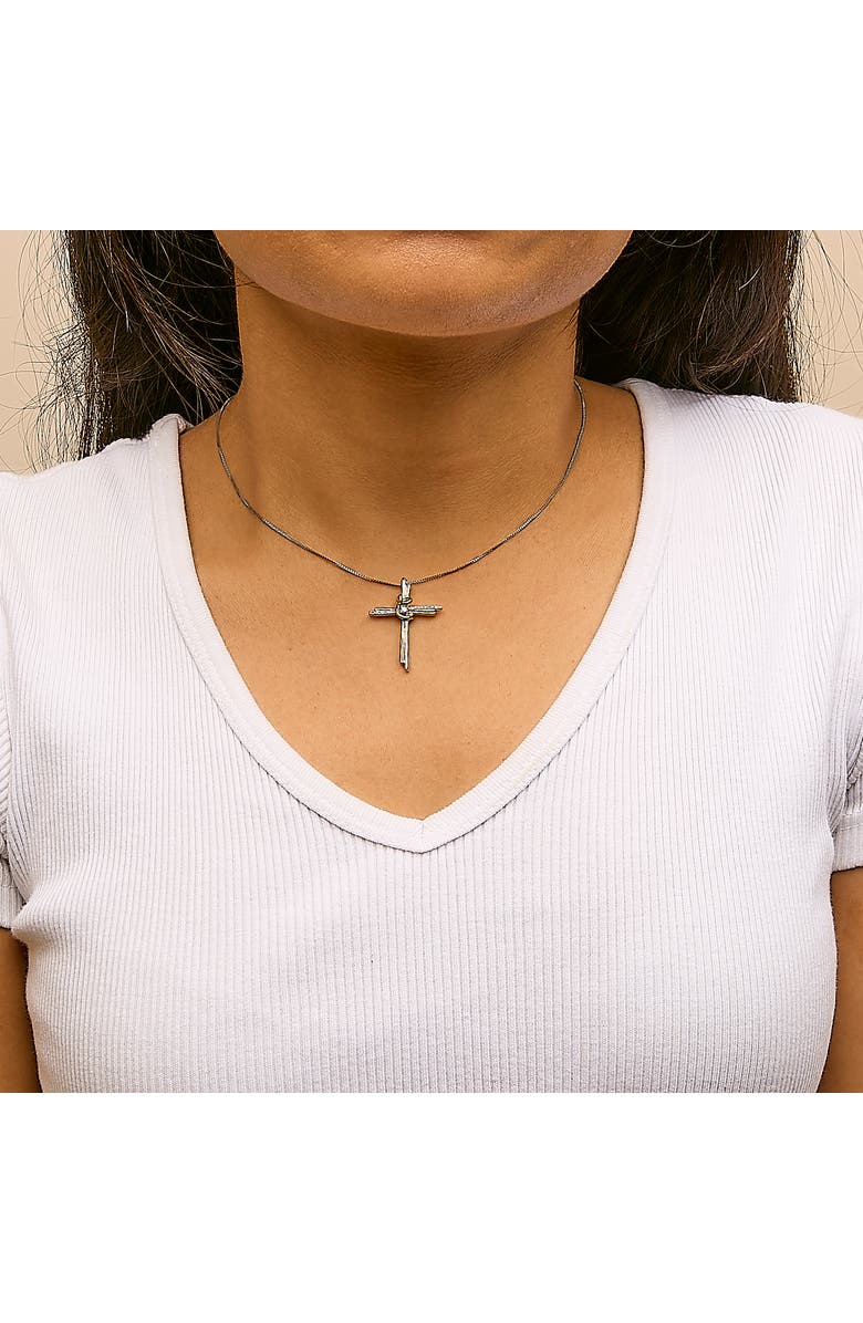 Haus of Brilliance Espira 10K Two-Tone Gold Diamond-Accented Cross Pendant Necklace, Alternate, color, Yellow