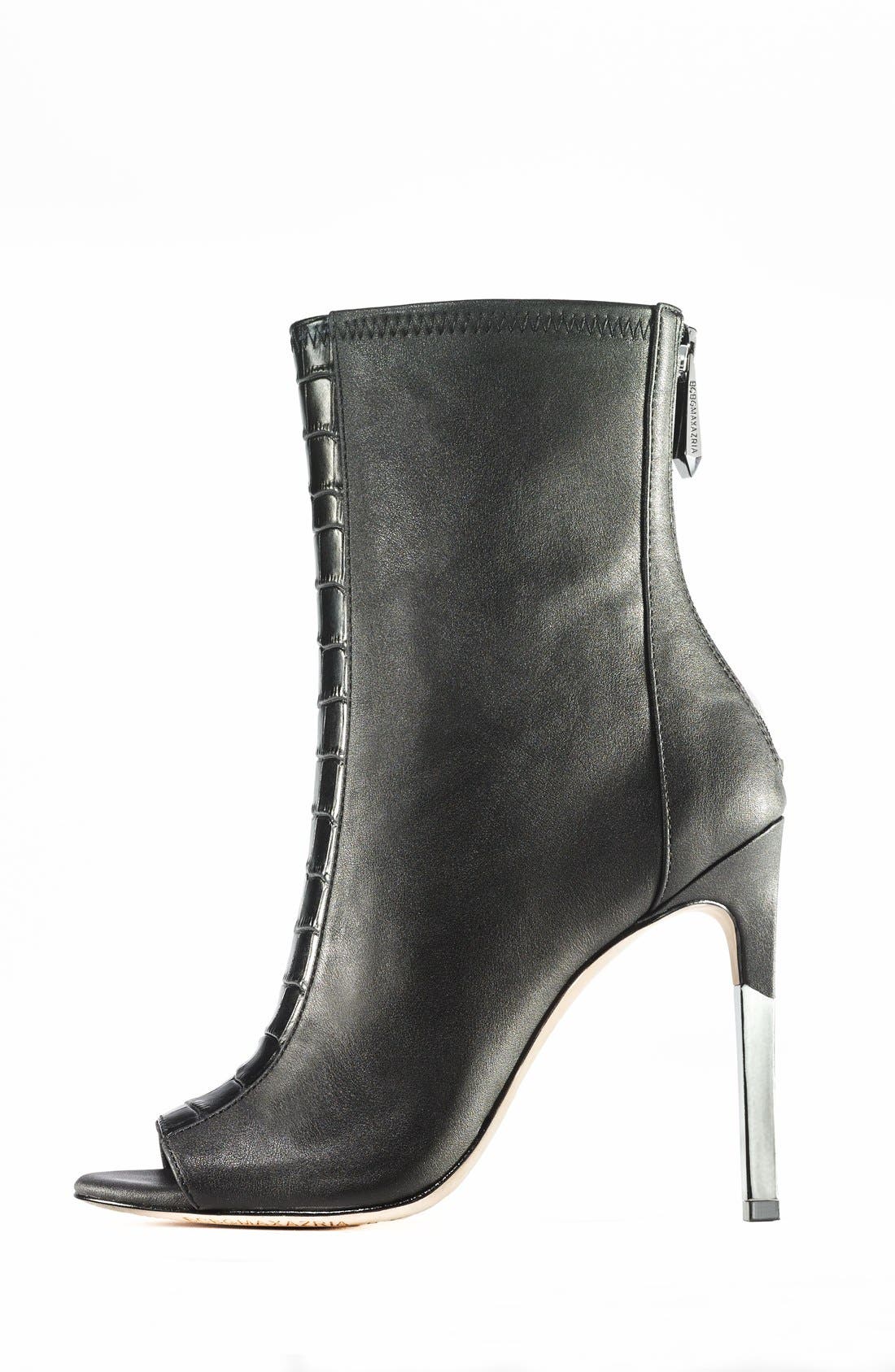 'Jase' Peep Toe Bootie, Alternate, color, BLACK