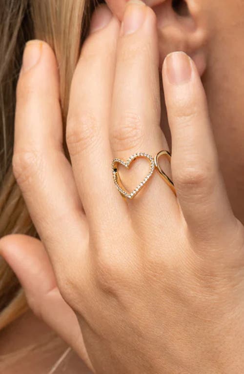Bearfruit Jewelry Mae Triple Heart Statement Adjustable Ring In Gold